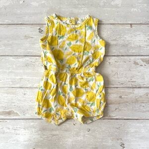 Carters 12m Baby Girl Summer Romper Lemon Print One Piece Outfit Yellow White
